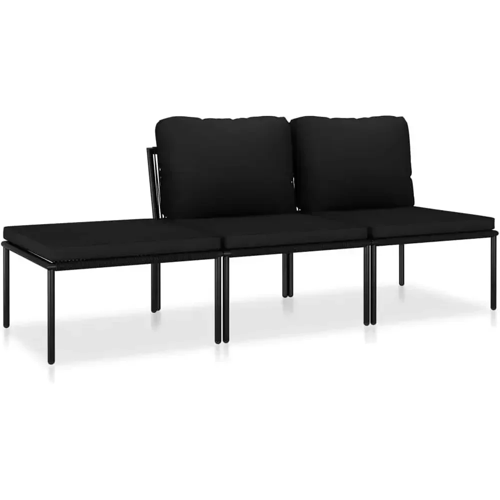 Outdoor Furniture Black - 6-częściowy zestaw mebli ogrodowych z poduszkami,
