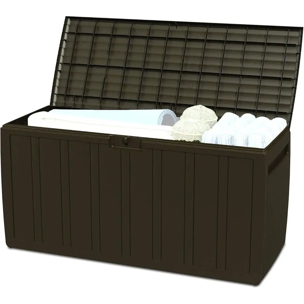 Outdoor Furniture With Storage For Cushions - 71-galonowy brązowy pojemnik do przechowywania na
