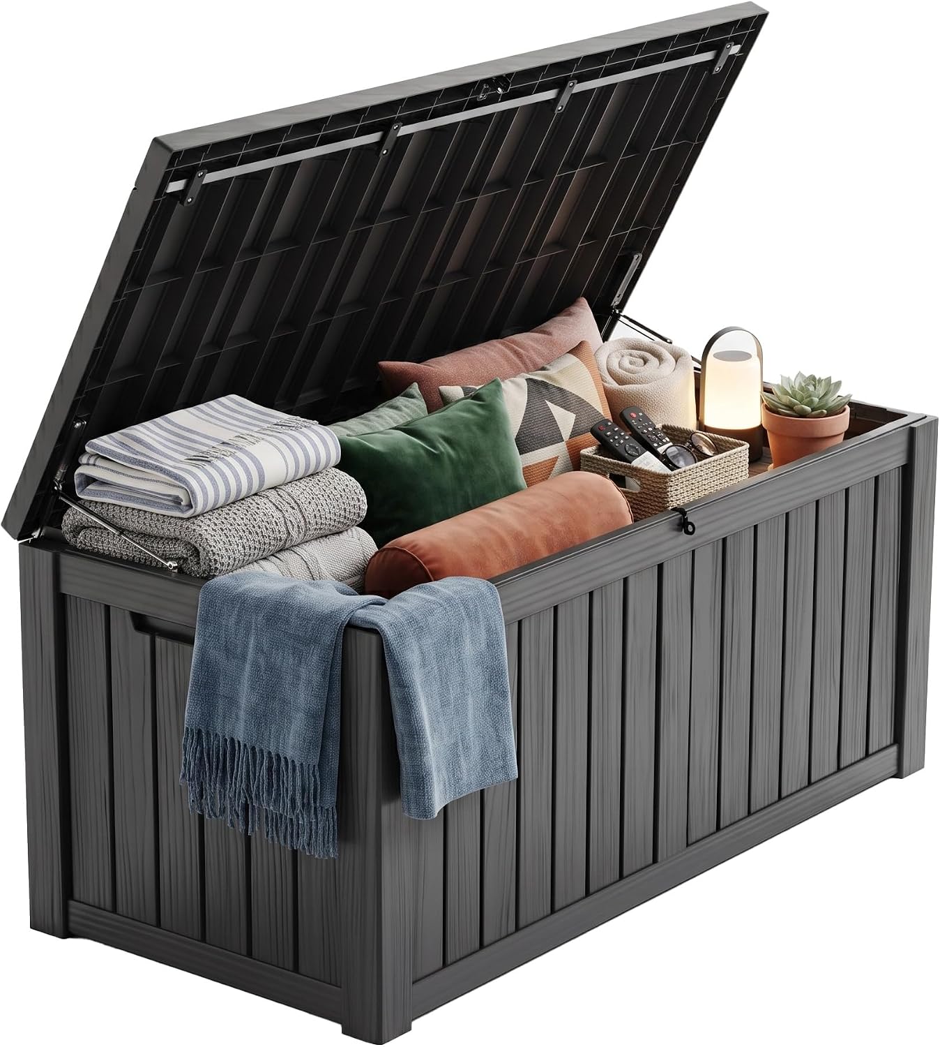 Outdoor Furniture Black - 200-galonowy zamykany schowek z żywicy, wodoodporny