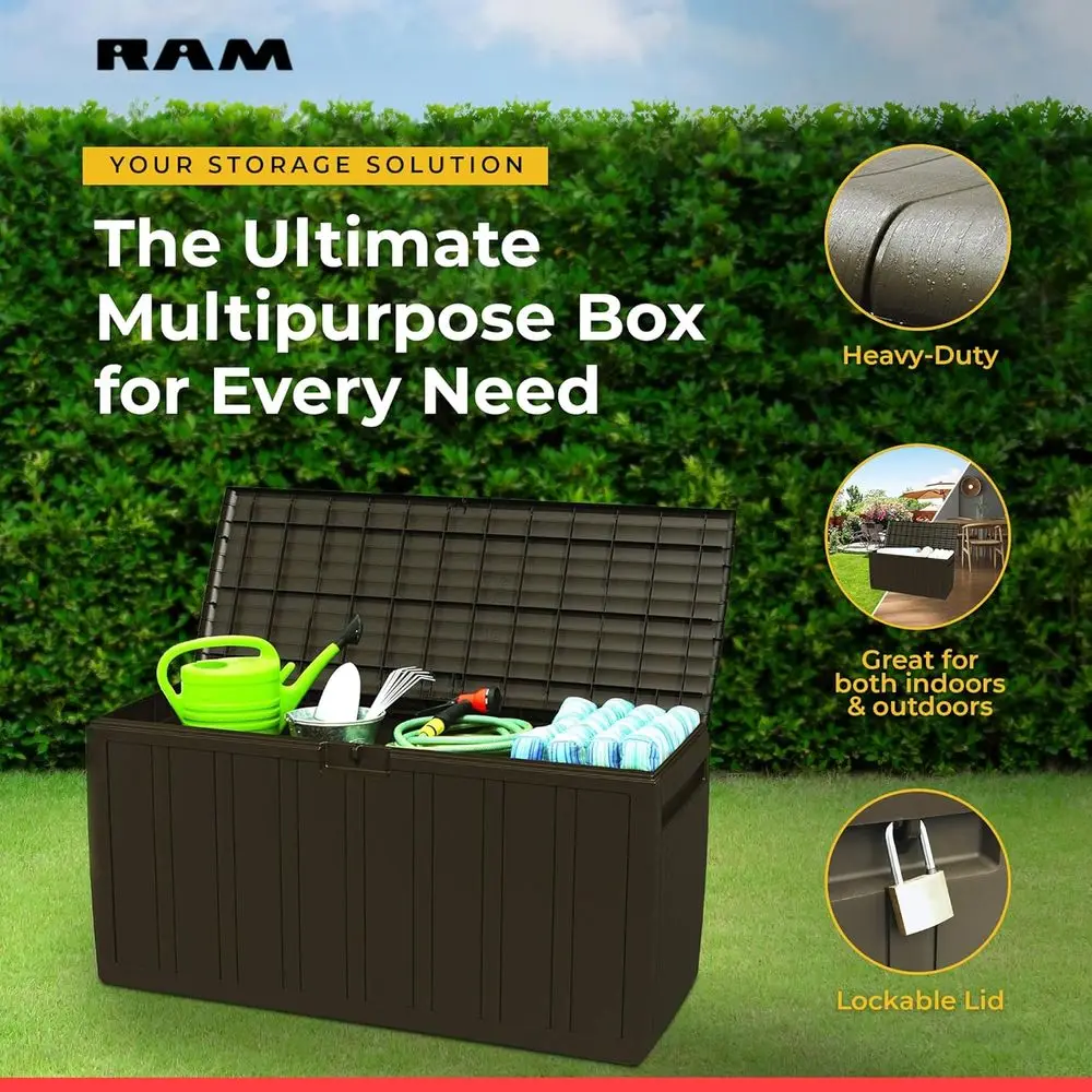 71-galonowy brązowy pojemnik d – Outdoor Furniture With Storage For Cushions recenzja i cena