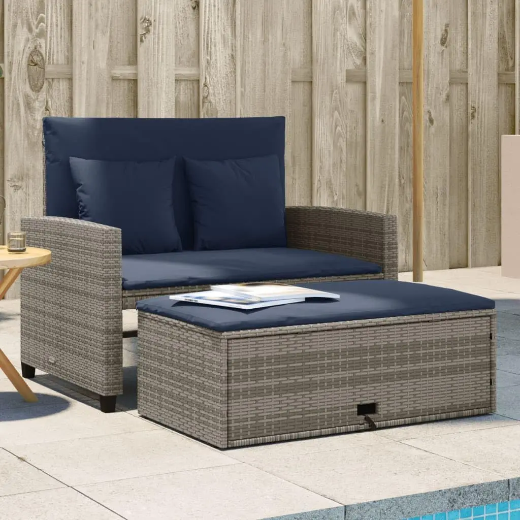 Szara i granatowa rozkładana s – Outdoor Furniture Rattan recenzja i cena