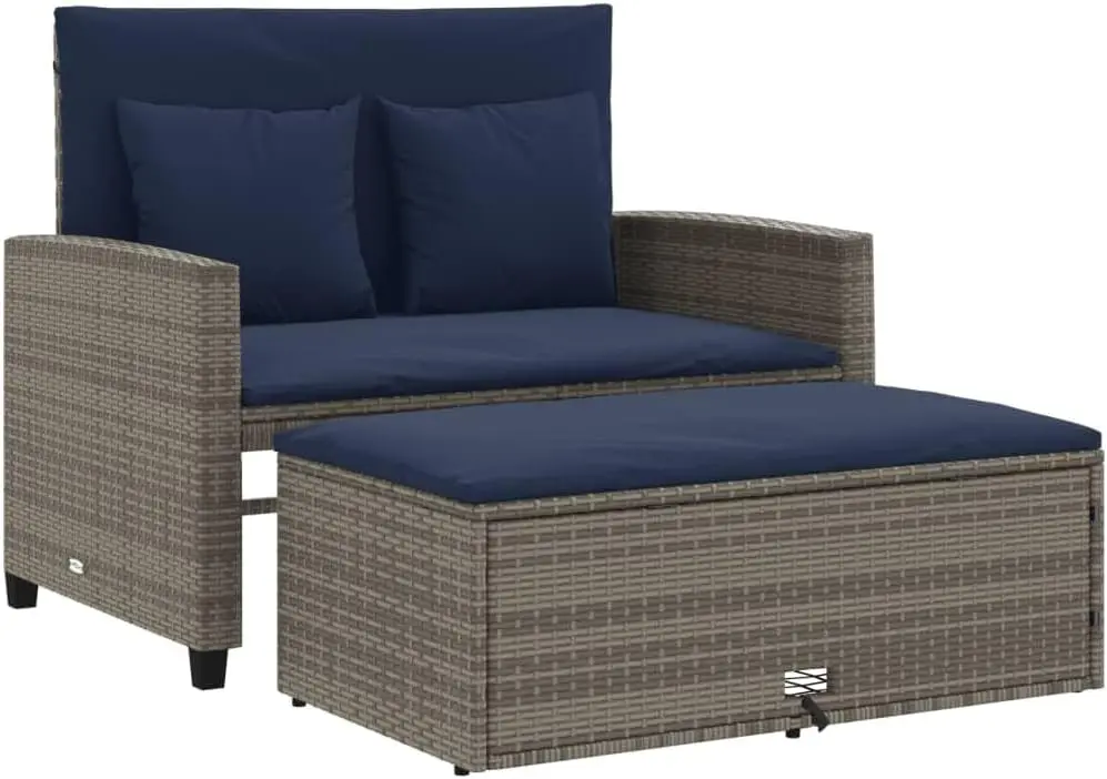 Szara i granatowa rozkładana s – Outdoor Furniture Rattan recenzja i cena