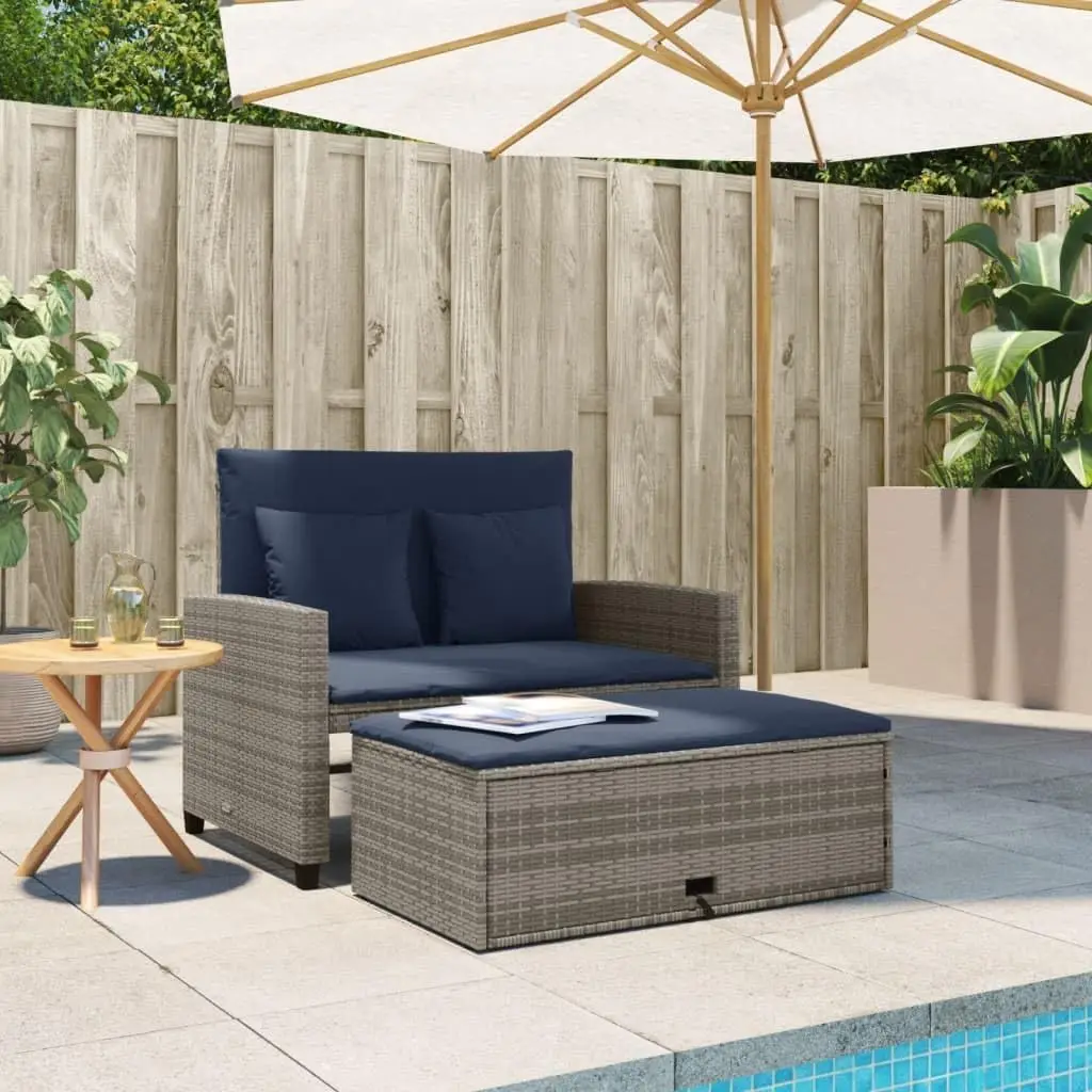 Szara i granatowa rozkładana s – Outdoor Furniture Rattan recenzja i cena