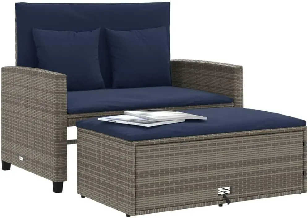 Szara i granatowa rozkładana s – Outdoor Furniture Rattan recenzja i cena