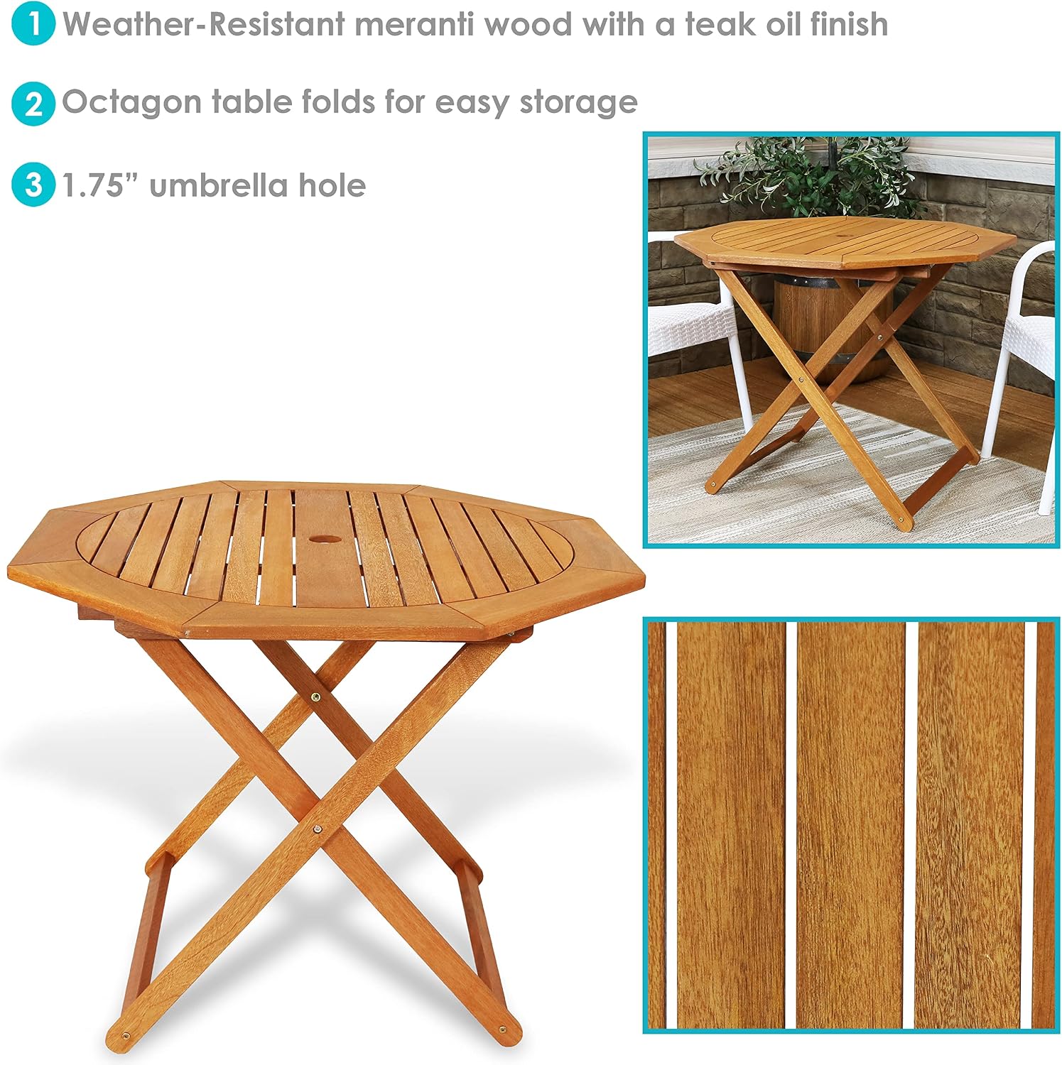 Składany stół ogrodowy z drewn – Outdoor Furniture Teak Wood recenzja i cena