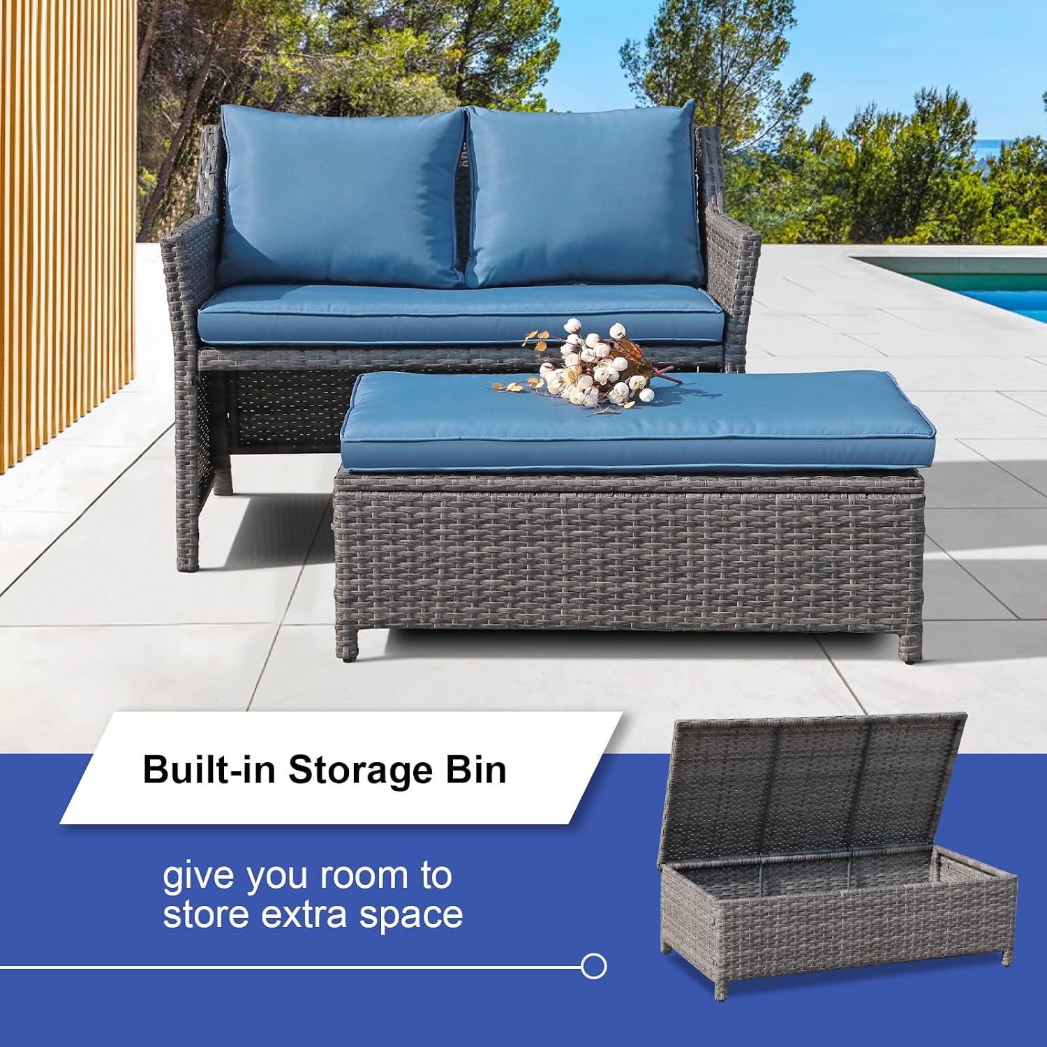 Wiklinowy dwuosobowy fotel ogr – Outdoor Furniture With Storage For Cushions recenzja i cena