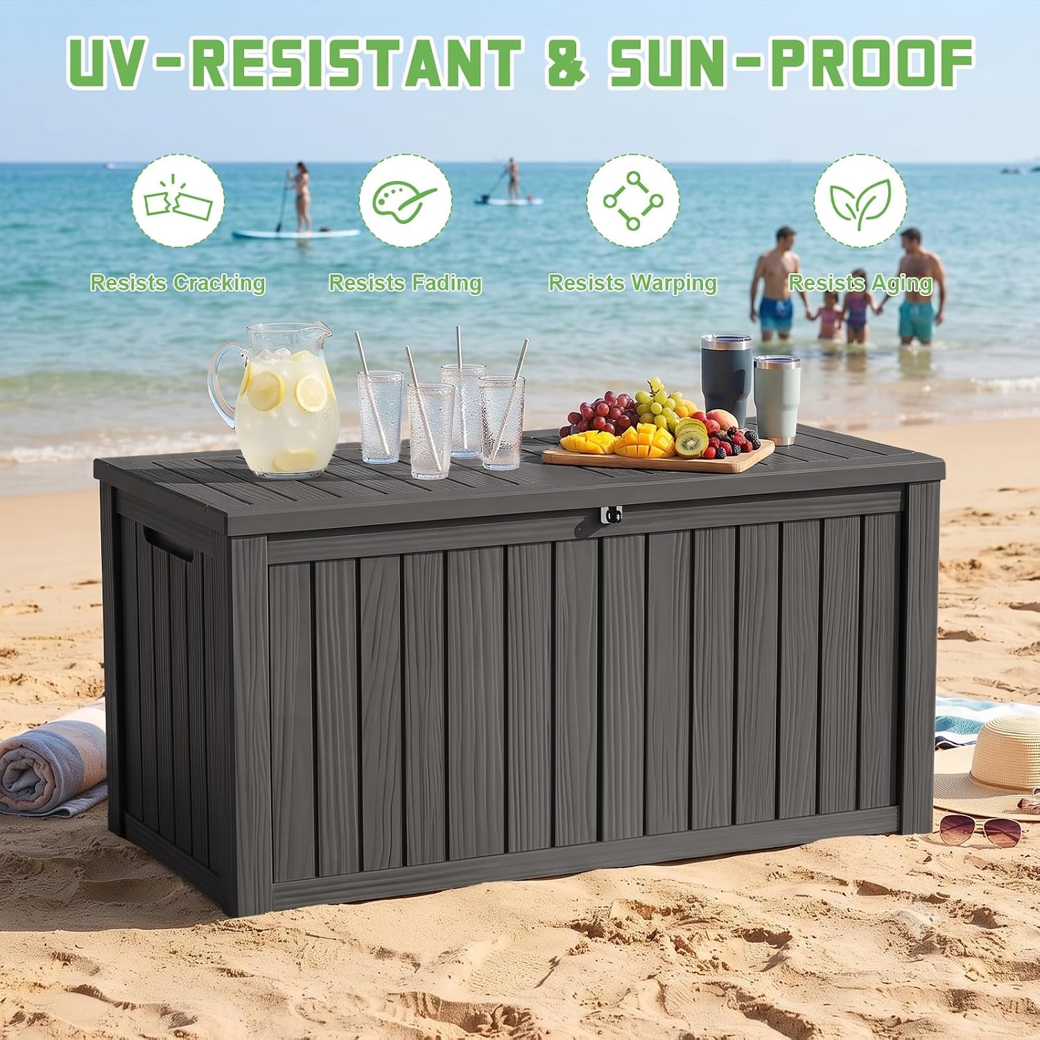 200-galonowy zamykany schowek  – Outdoor Furniture Black recenzja i cena