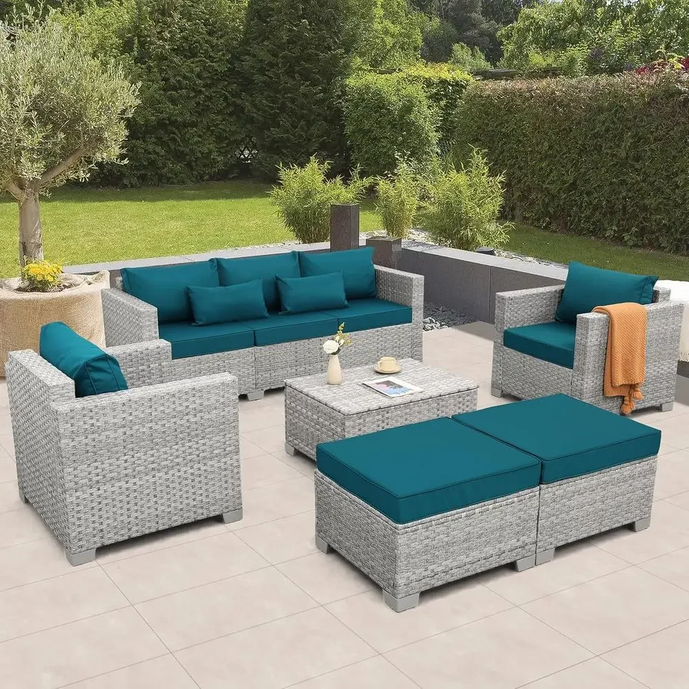 6-częściowy szary zestaw mebli – Outdoor Furniture With Storage For Cushions recenzja i cena