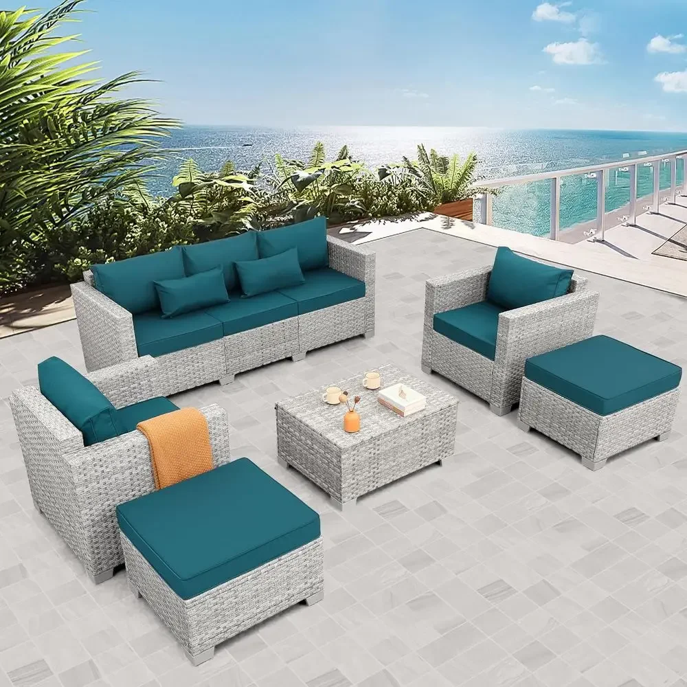 6-częściowy szary zestaw mebli – Outdoor Furniture With Storage For Cushions recenzja i cena