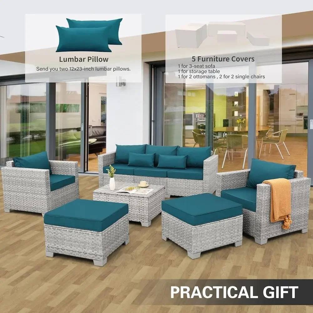 6-częściowy szary zestaw mebli – Outdoor Furniture With Storage For Cushions recenzja i cena