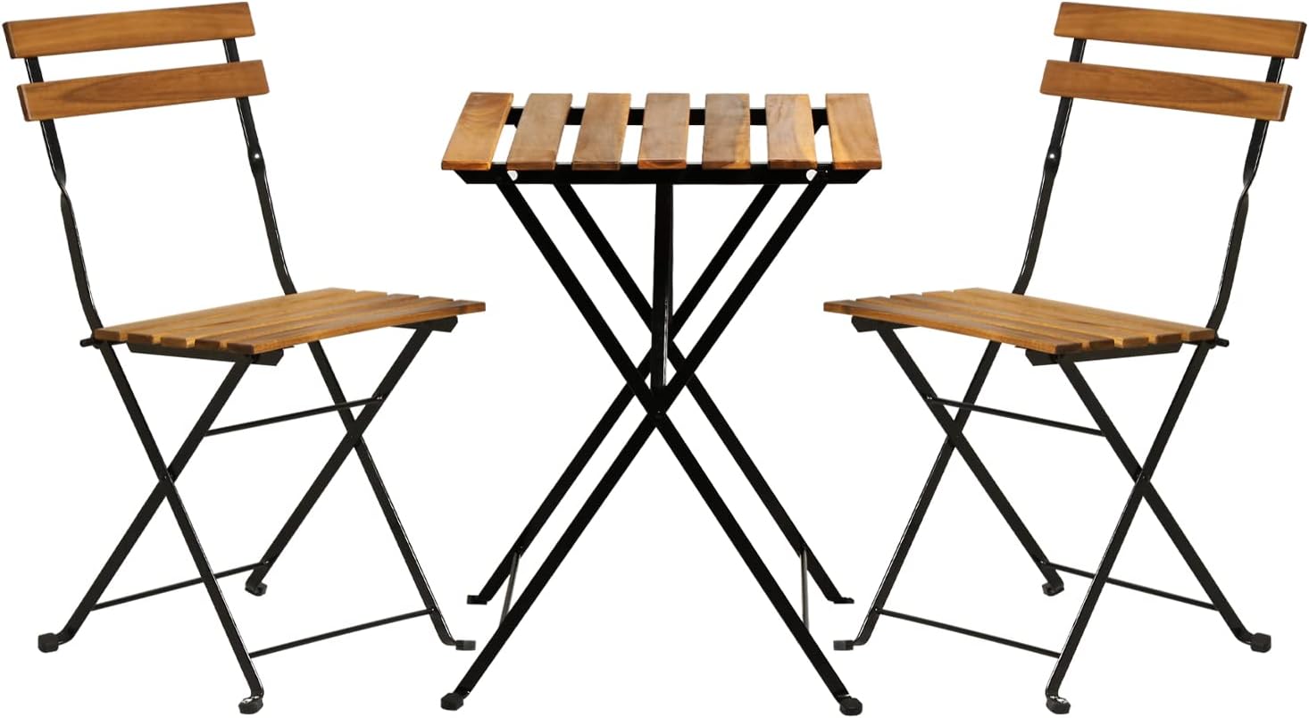 Naturalny drewniany 3-częściow – Outdoor Furniture Table And Chairs recenzja i cena