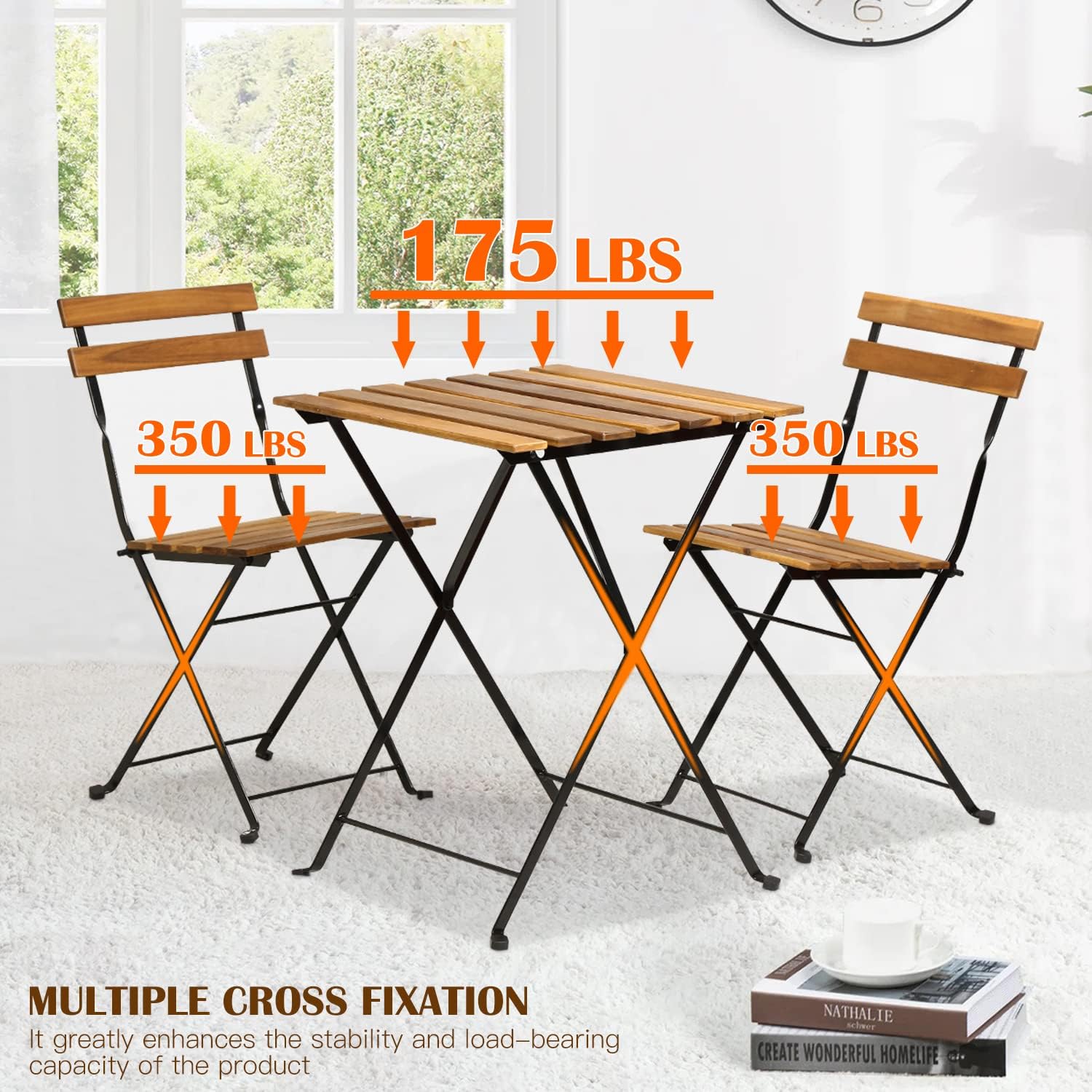 Naturalny drewniany 3-częściow – Outdoor Furniture Table And Chairs recenzja i cena