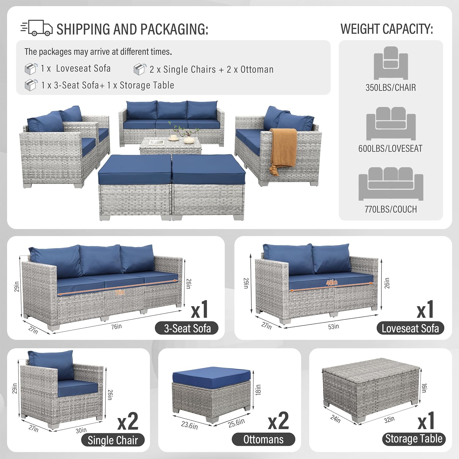 Szary zestaw mebli ogrodowych  – Outdoor Furniture With Storage For Cushions recenzja i cena
