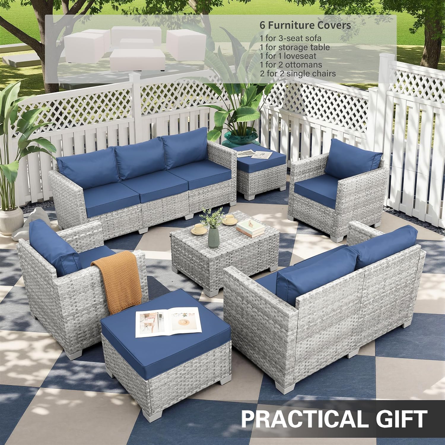 Szary zestaw mebli ogrodowych  – Outdoor Furniture With Storage For Cushions recenzja i cena