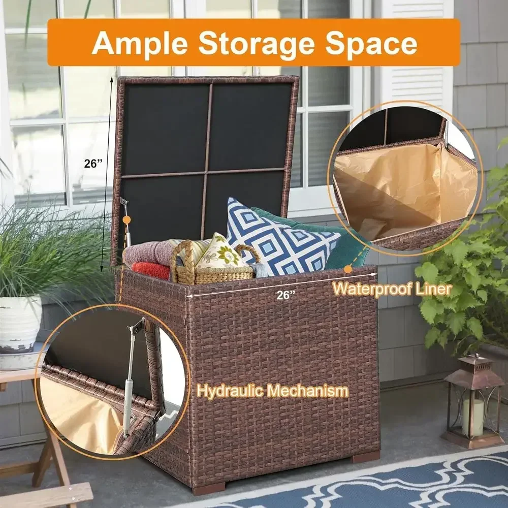 8-częściowy zestaw mebli ogrod – Outdoor Furniture With Storage For Cushions recenzja i cena