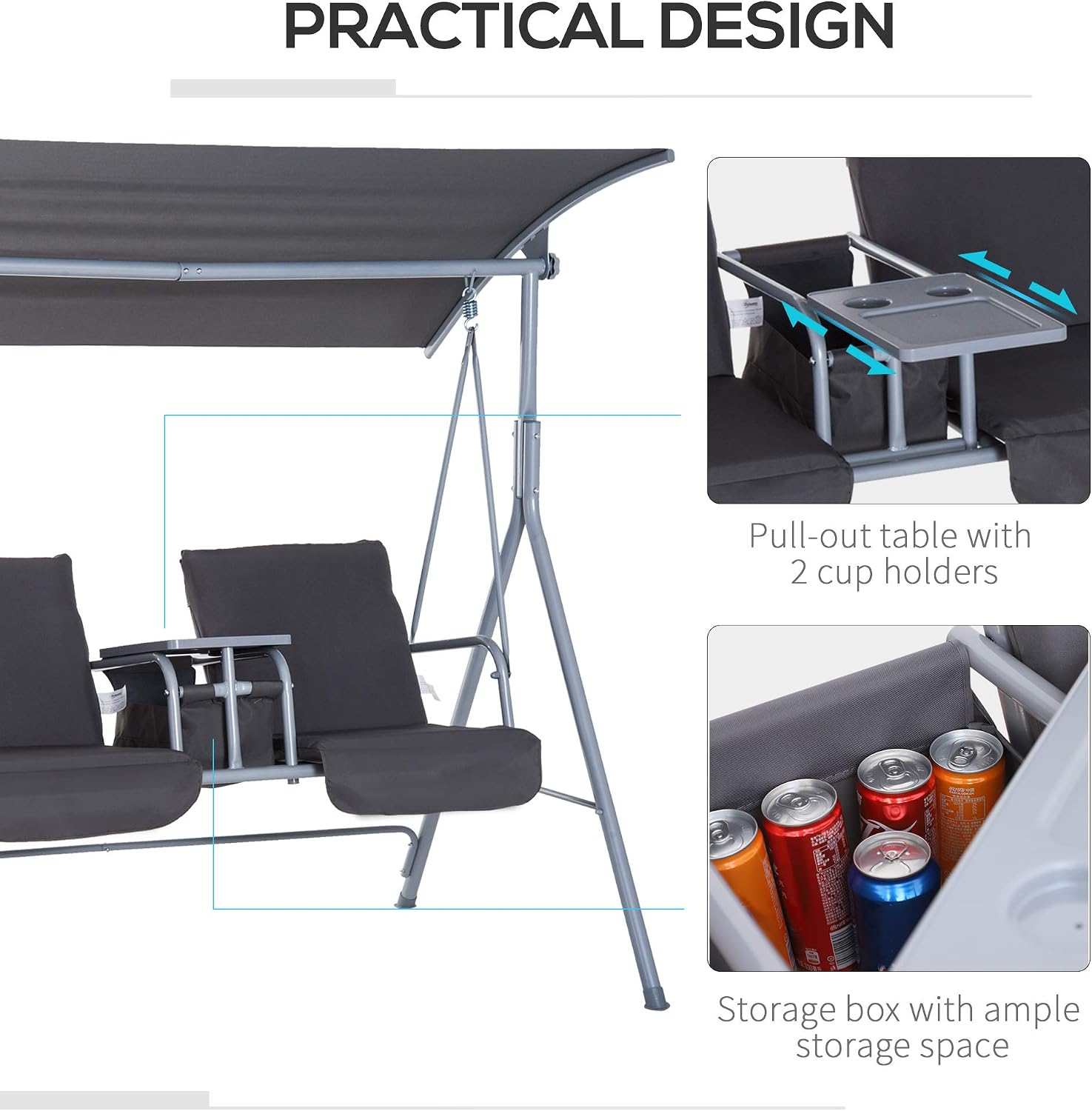 Huśtawka ogrodowa dla 2 osób z – Outdoor Furniture With Storage For Cushions recenzja i cena