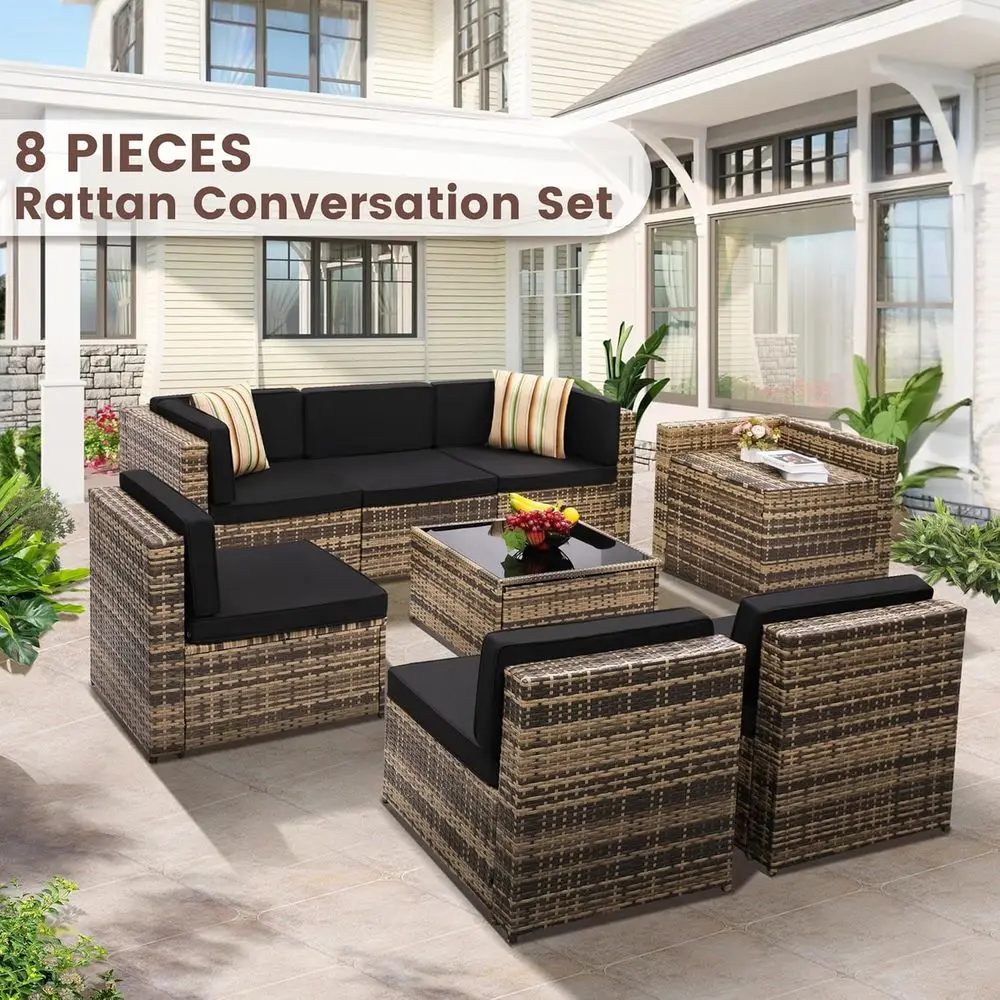 8-częściowy zestaw mebli ogrod – Outdoor Furniture With Storage For Cushions recenzja i cena