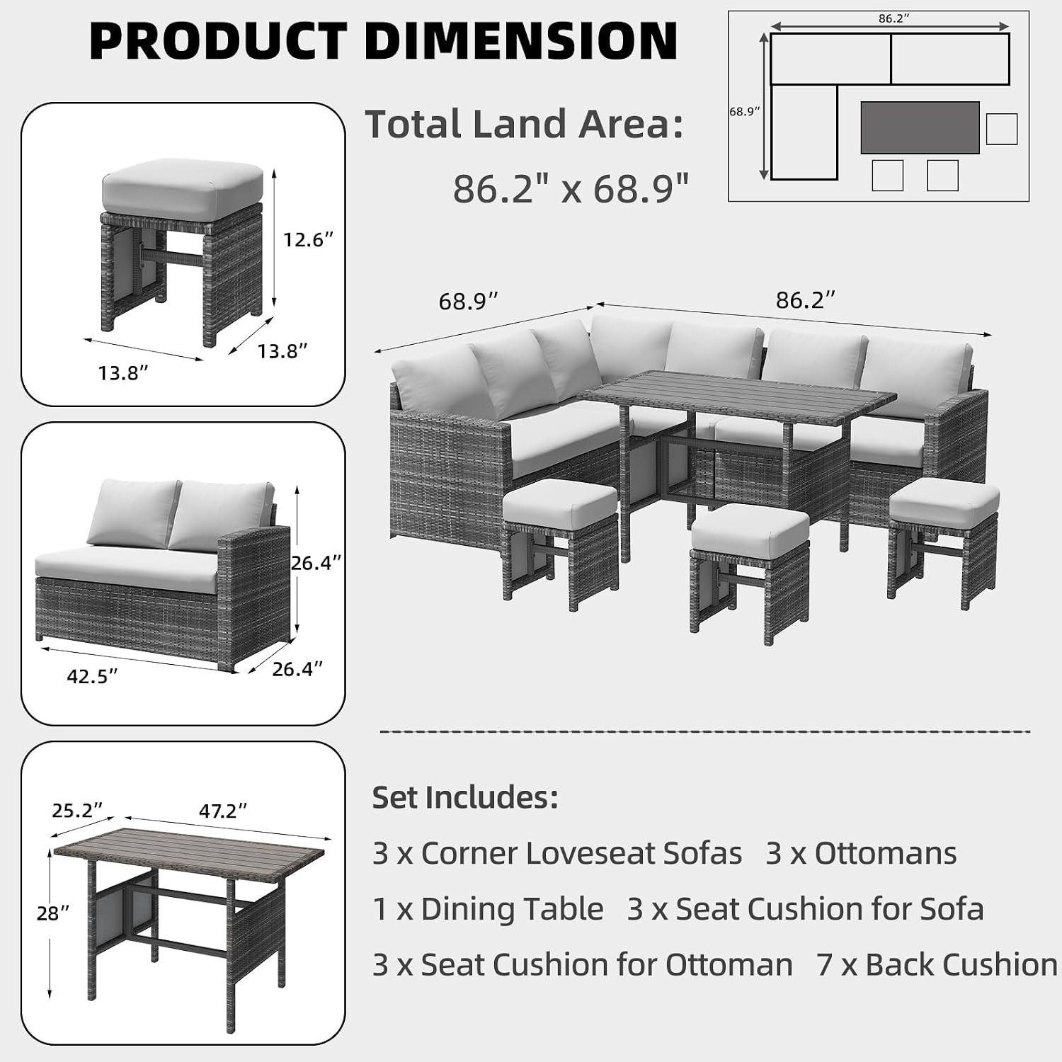 7-częściowy zestaw mebli ogrod – Outdoor Furniture Rattan recenzja i cena